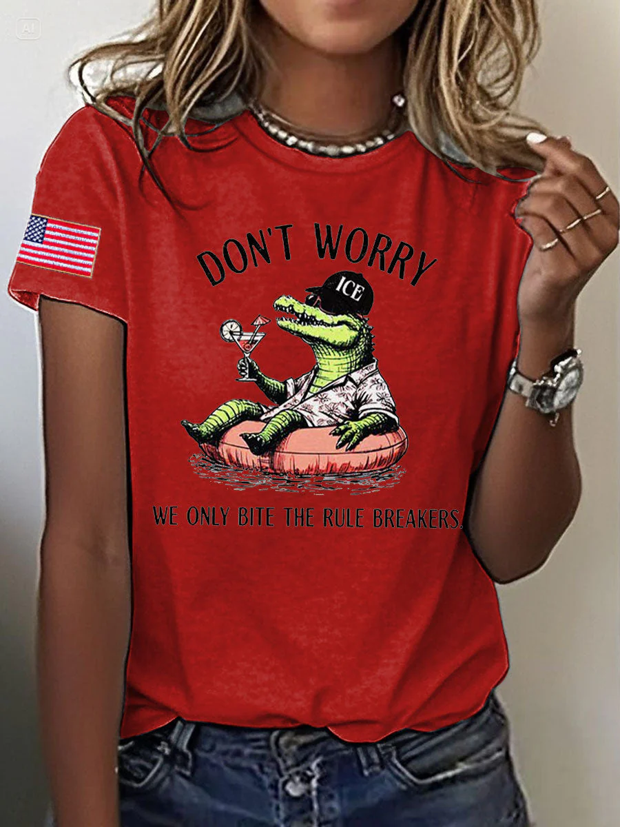 Women's Alligator Alcatraz Florida Everglades Dark Humor Printed T-shirt