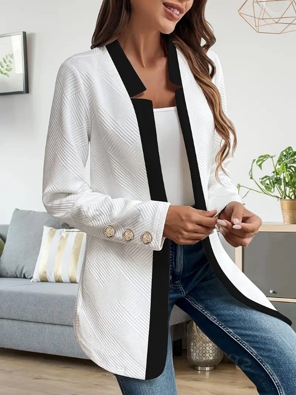 Color Block Casual Regular Fit Trench Coat