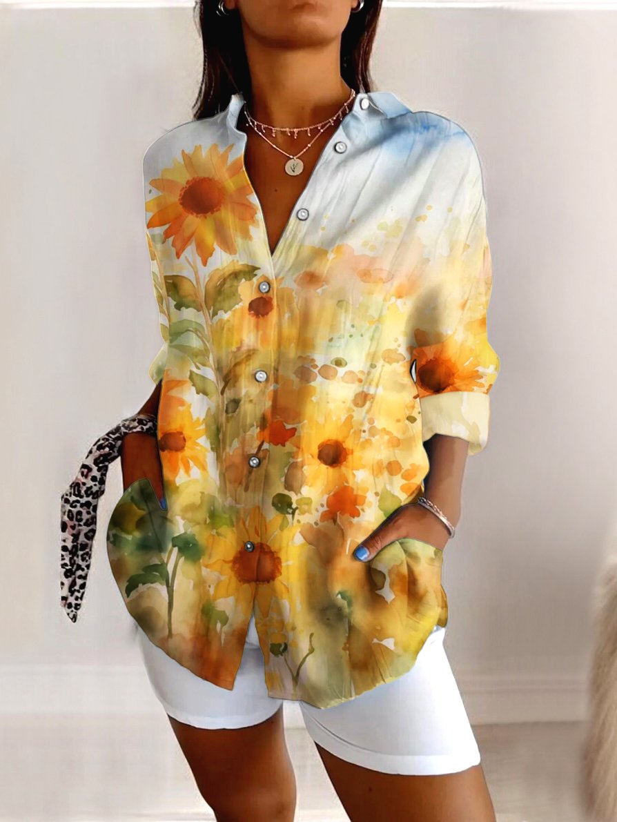 Casual Geometric V Neck Shirt