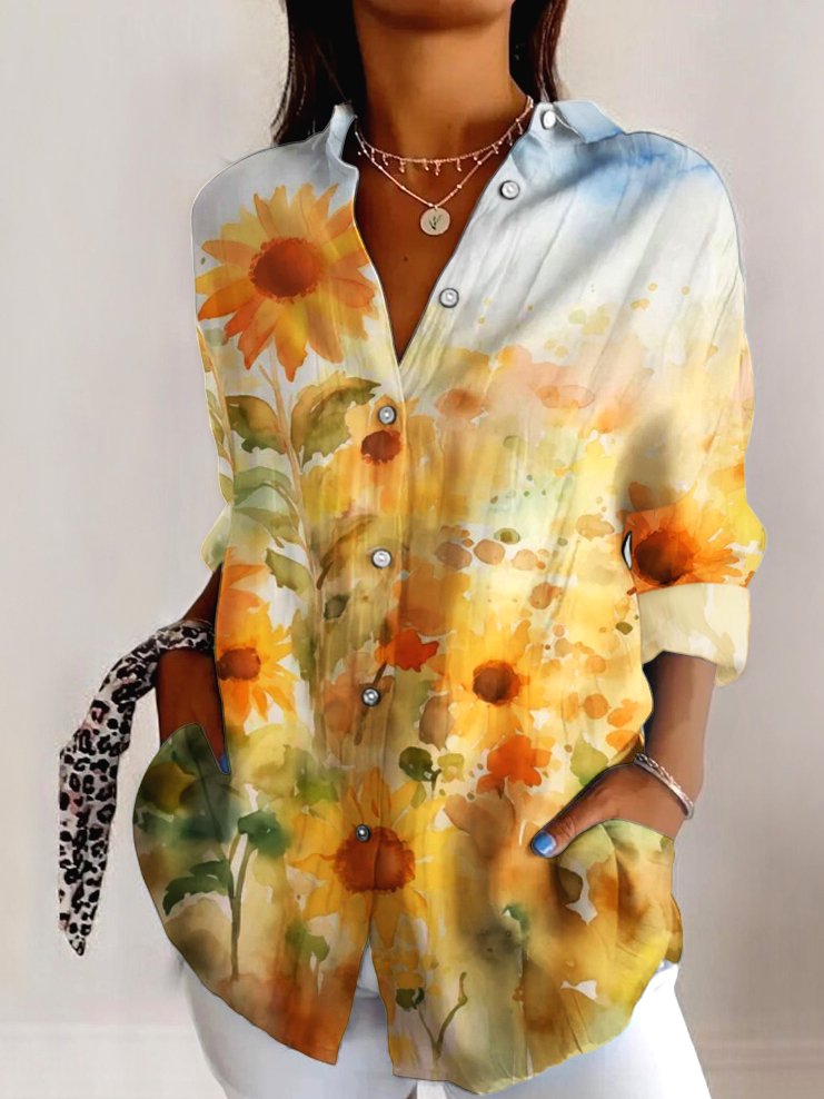 Casual Geometric V Neck Shirt