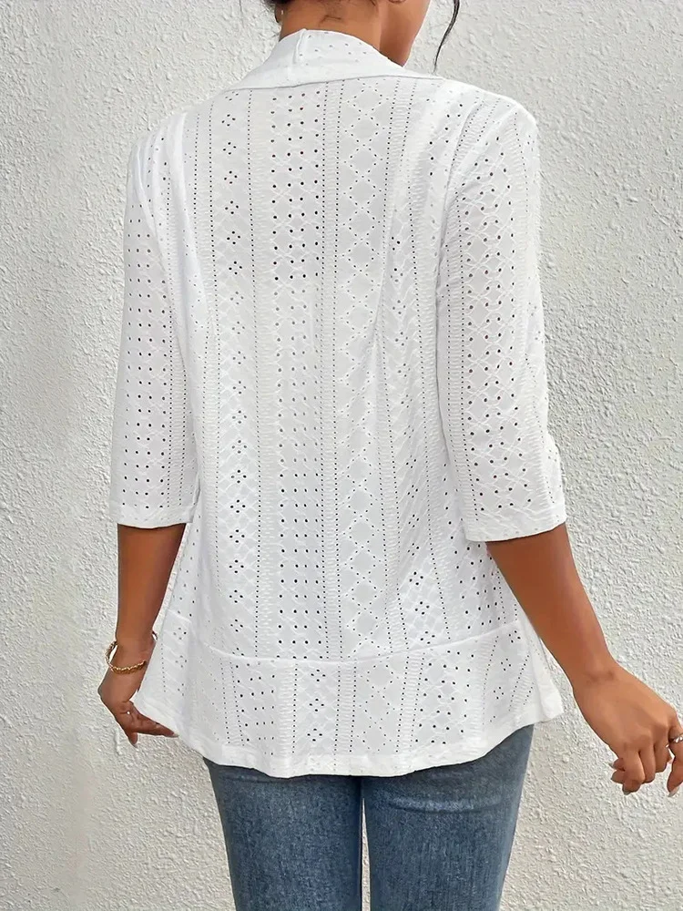 Solid Color Casual Mid-sleeve Spring And Summer Thin Hook Flower Outer Cape Shawl Coat Cardigan