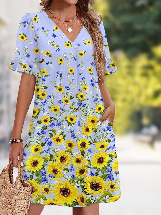 Plain Casual Dress With No