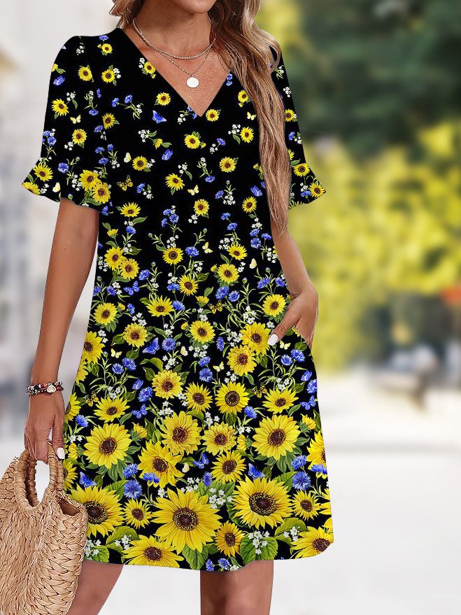 Plain Casual Dress With No