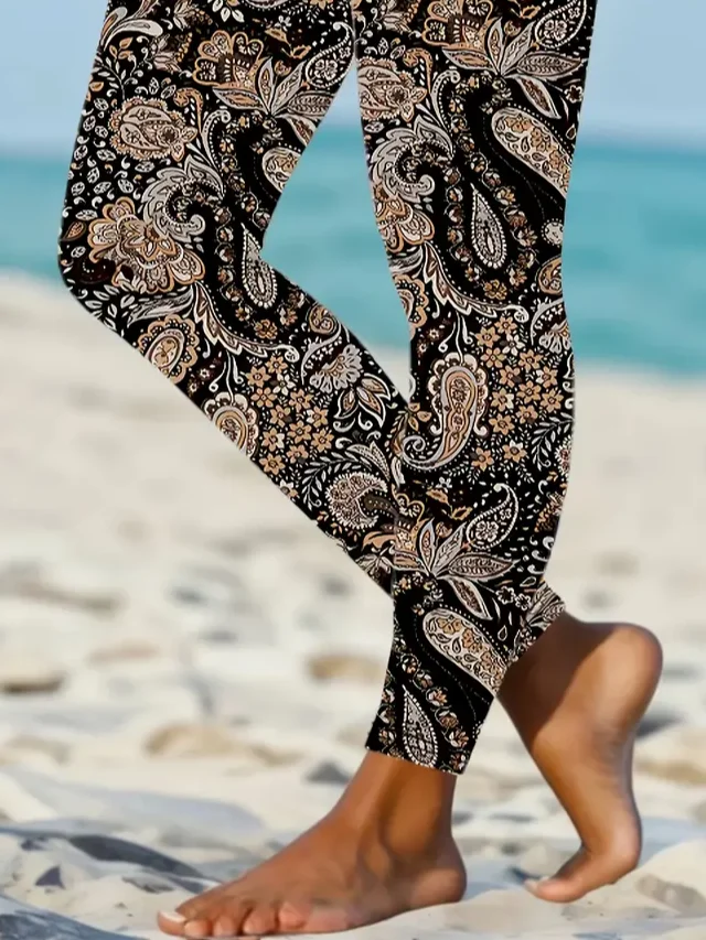 Casual Jersey Printing Paisley Leggings