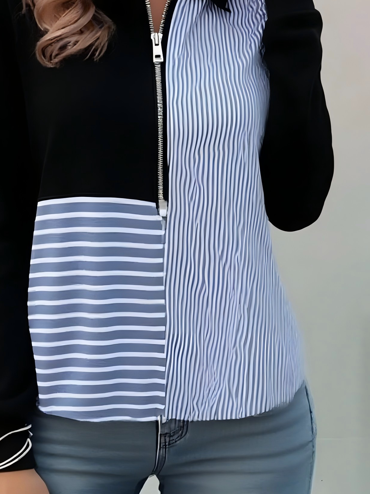 Casual Loose Multicolor Block Sweatshirt