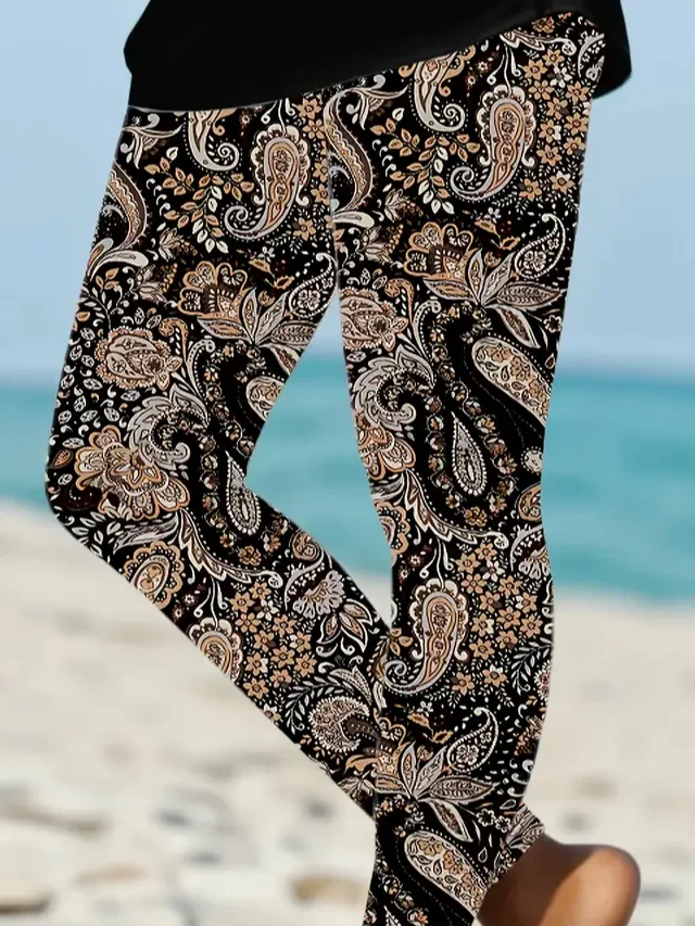 Casual Jersey Printing Paisley Leggings