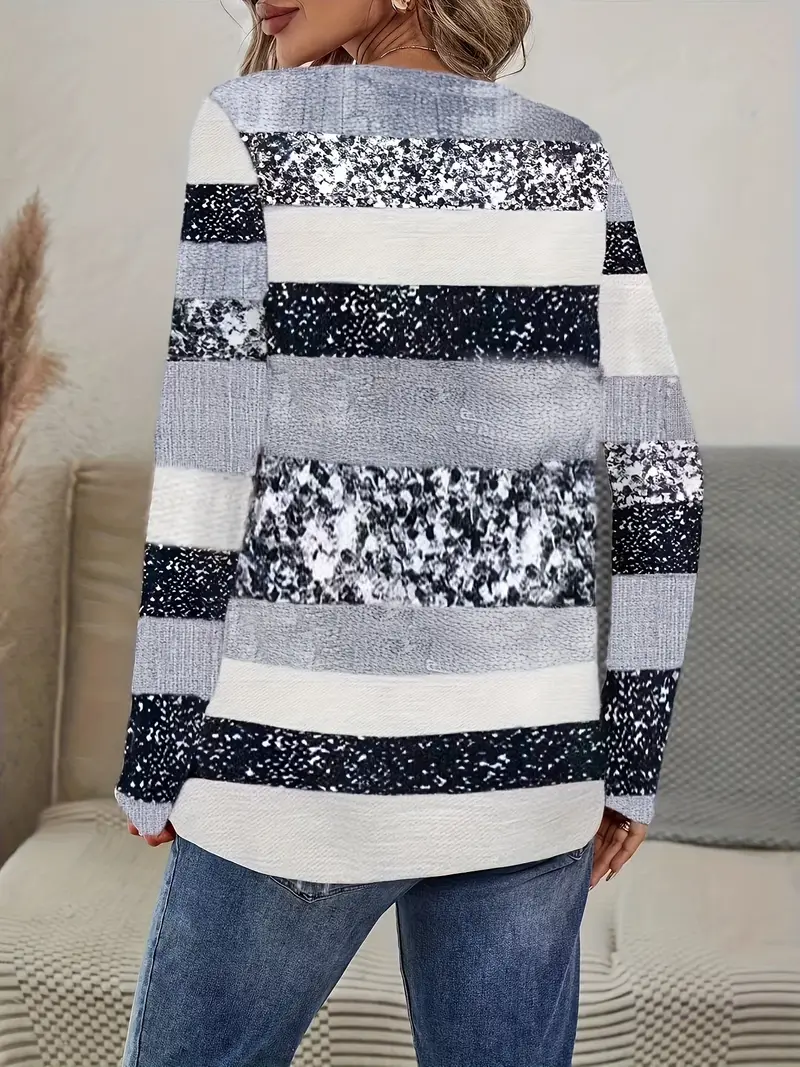 Women's Long Sleeve T-shirt Spring/Fall Gray Abstract Printing Jersey Crew Neck Daily Going Out Casual Top