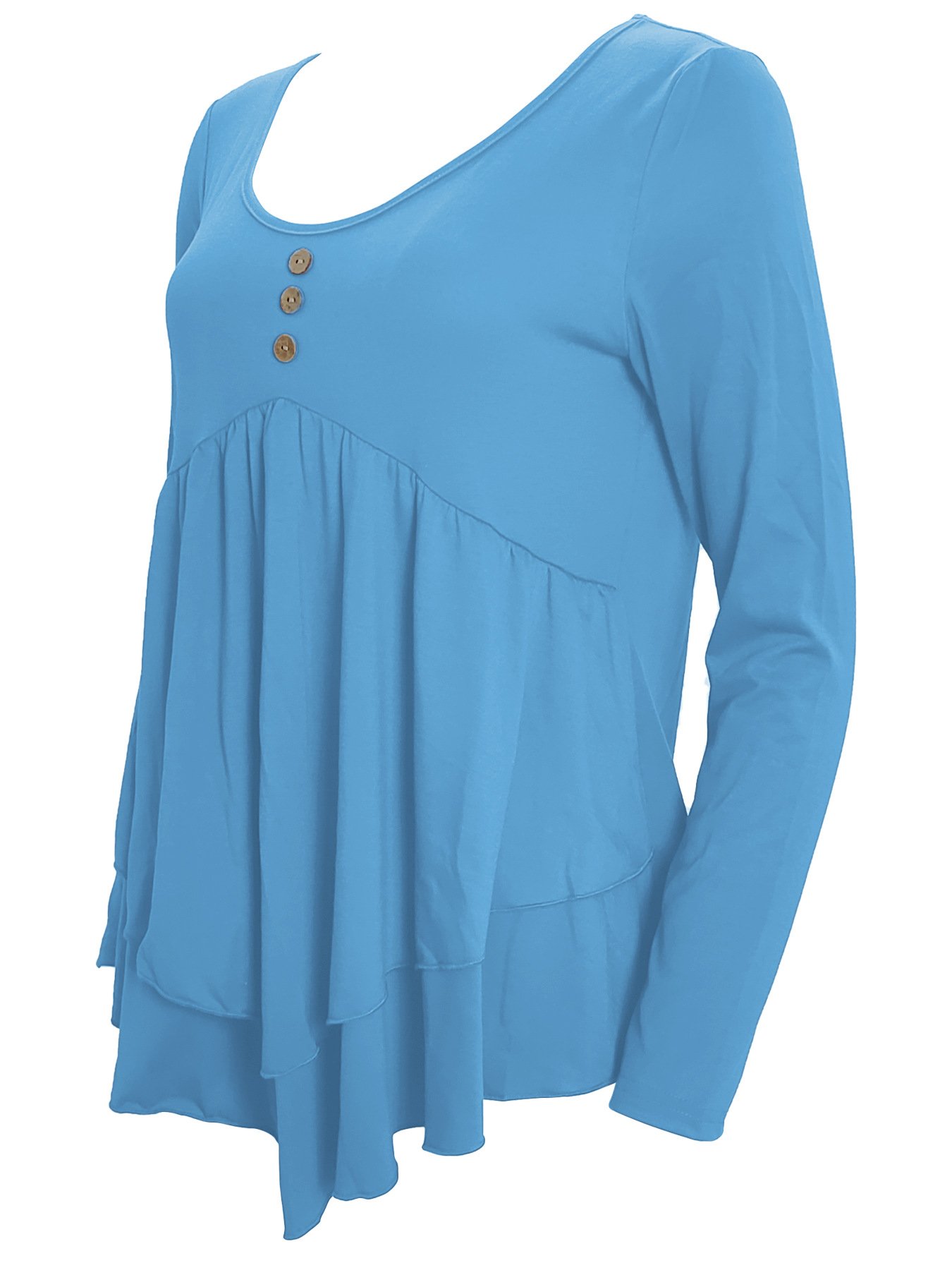 Elegant Commuting Slim Fit Three-Button Casual Solid Color Long-Sleeved Dress Top