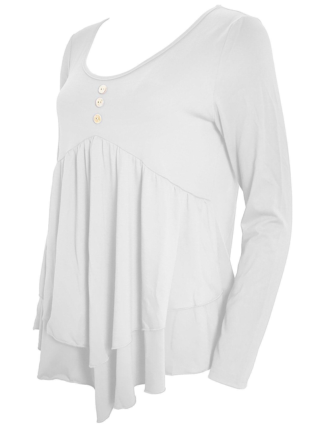 Elegant Commuting Slim Fit Three-Button Casual Solid Color Long-Sleeved Dress Top