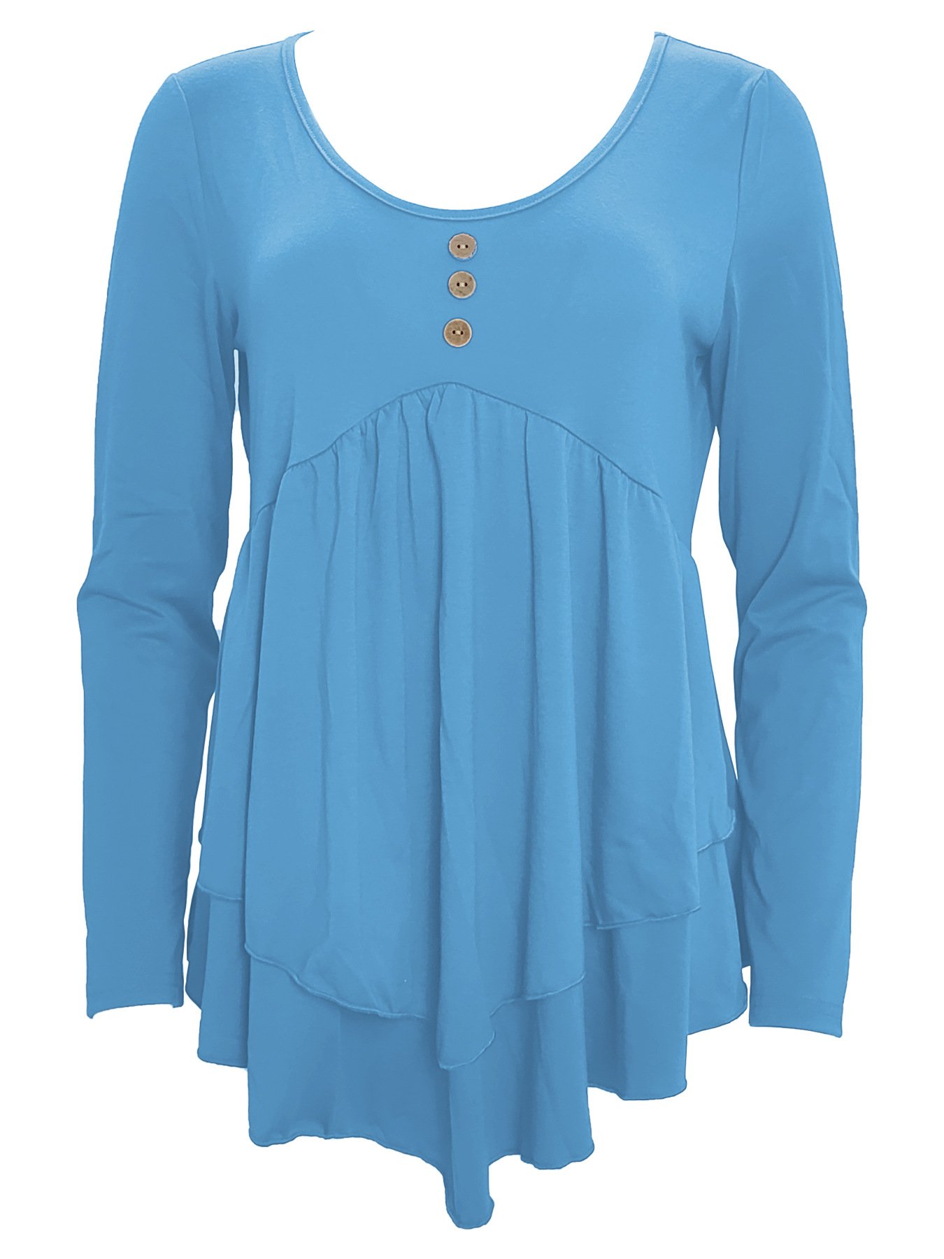 Elegant Commuting Slim Fit Three-Button Casual Solid Color Long-Sleeved Dress Top