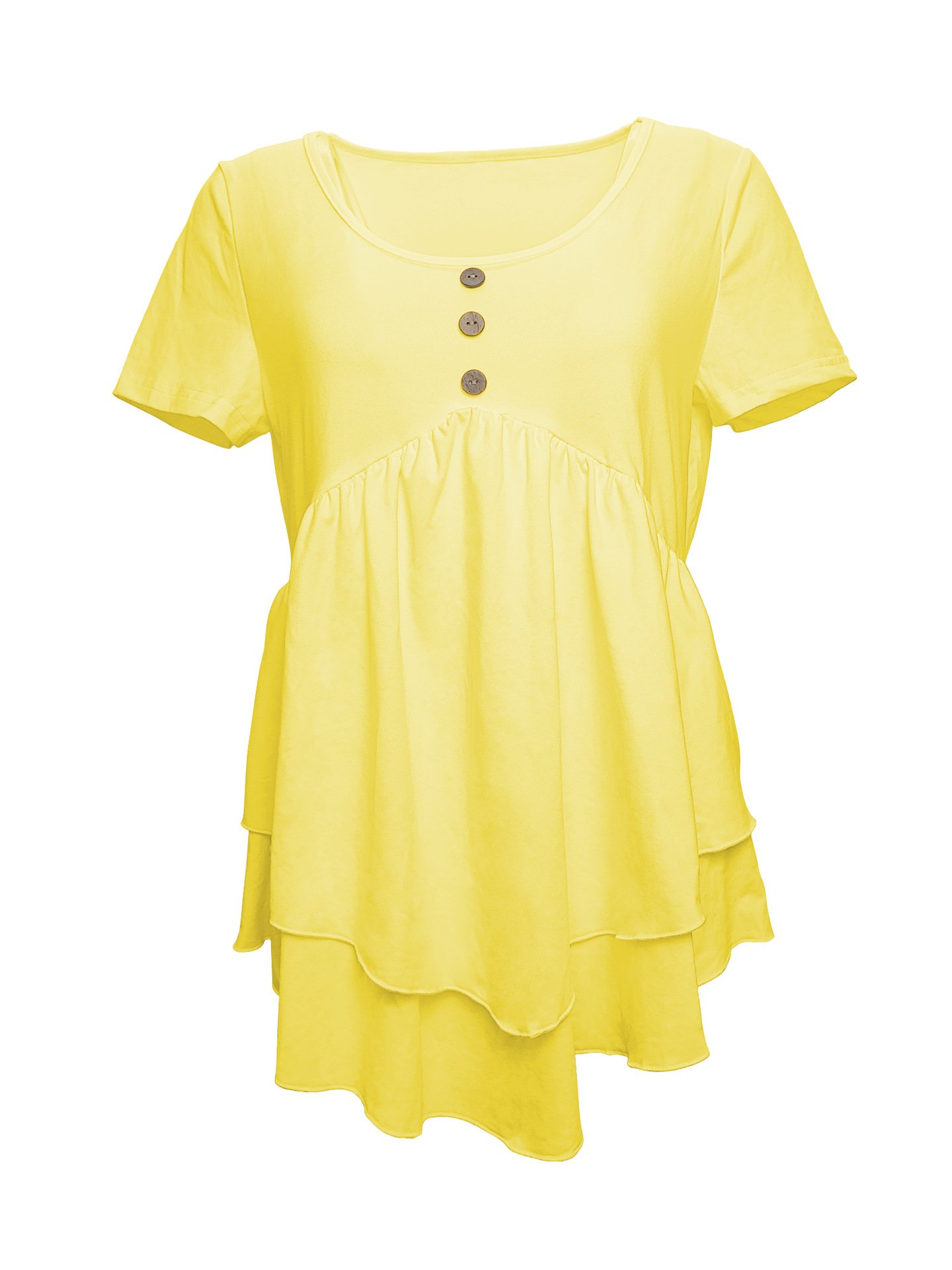 Elegant Commuting Slim Fit Three-Button Casual Solid Color Short-Sleeved Dress Top