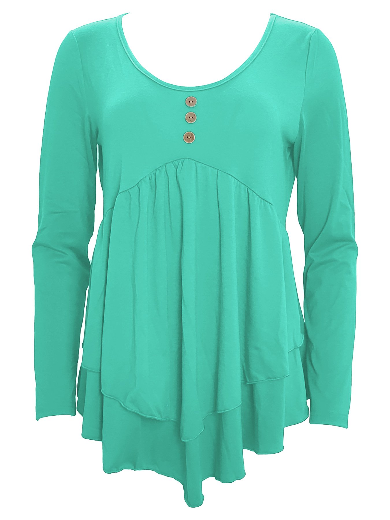 Elegant Commuting Slim Fit Three-Button Casual Solid Color Long-Sleeved Dress Top