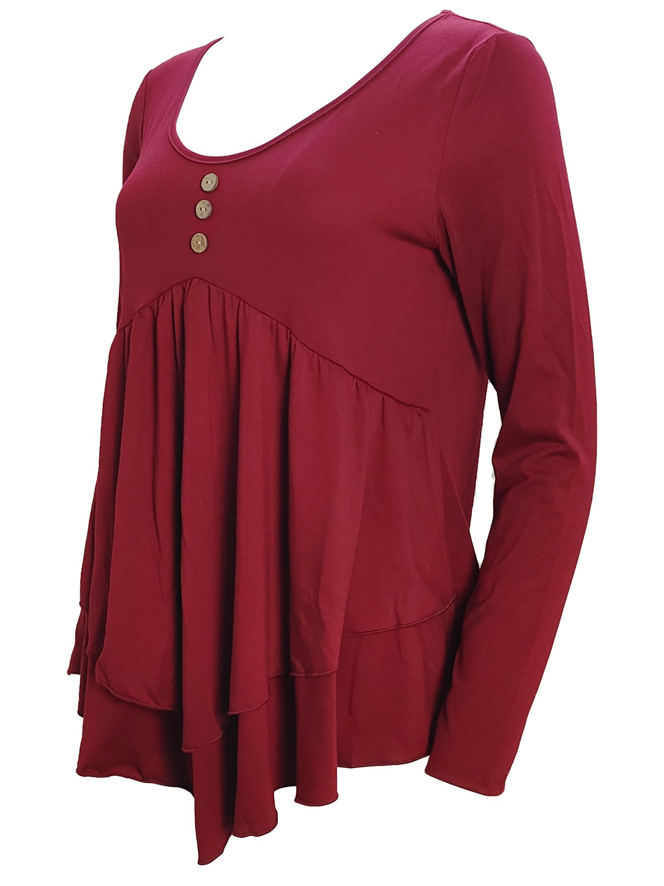 Elegant Commuting Slim Fit Three-Button Casual Solid Color Long-Sleeved Dress Top