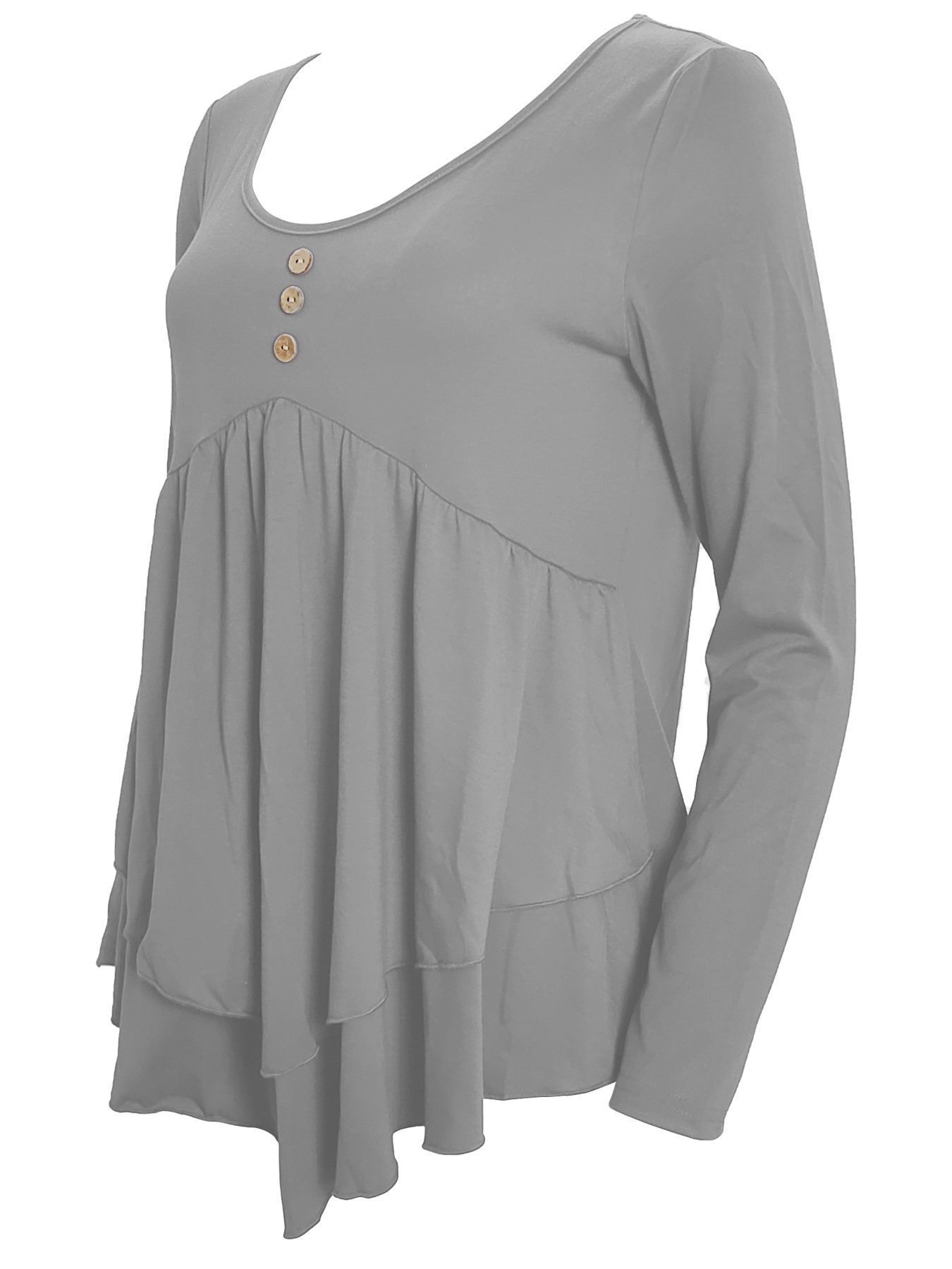 Elegant Commuting Slim Fit Three-Button Casual Solid Color Long-Sleeved Dress Top