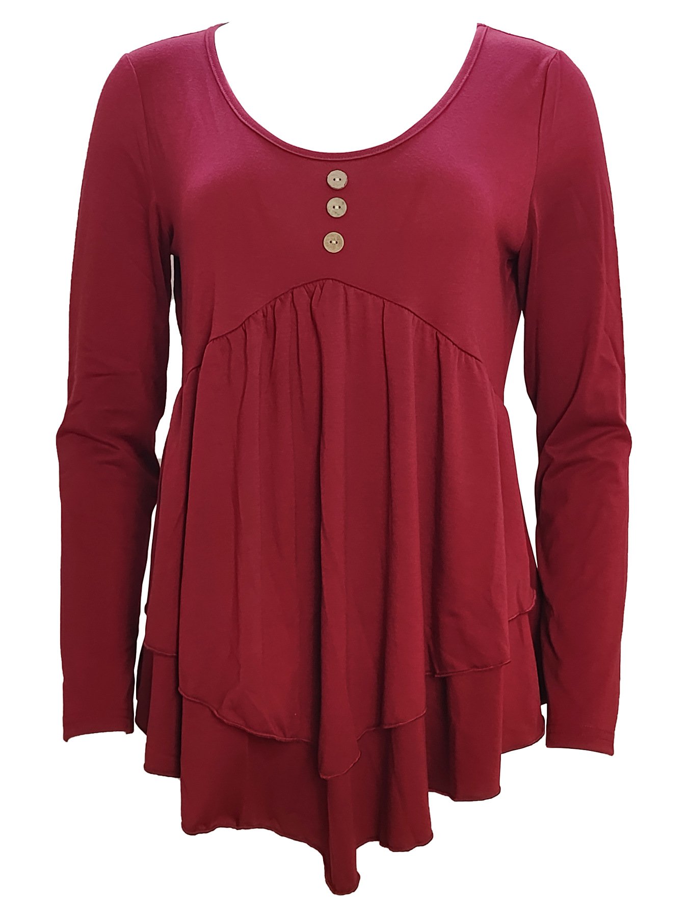Elegant Commuting Slim Fit Three-Button Casual Solid Color Long-Sleeved Dress Top