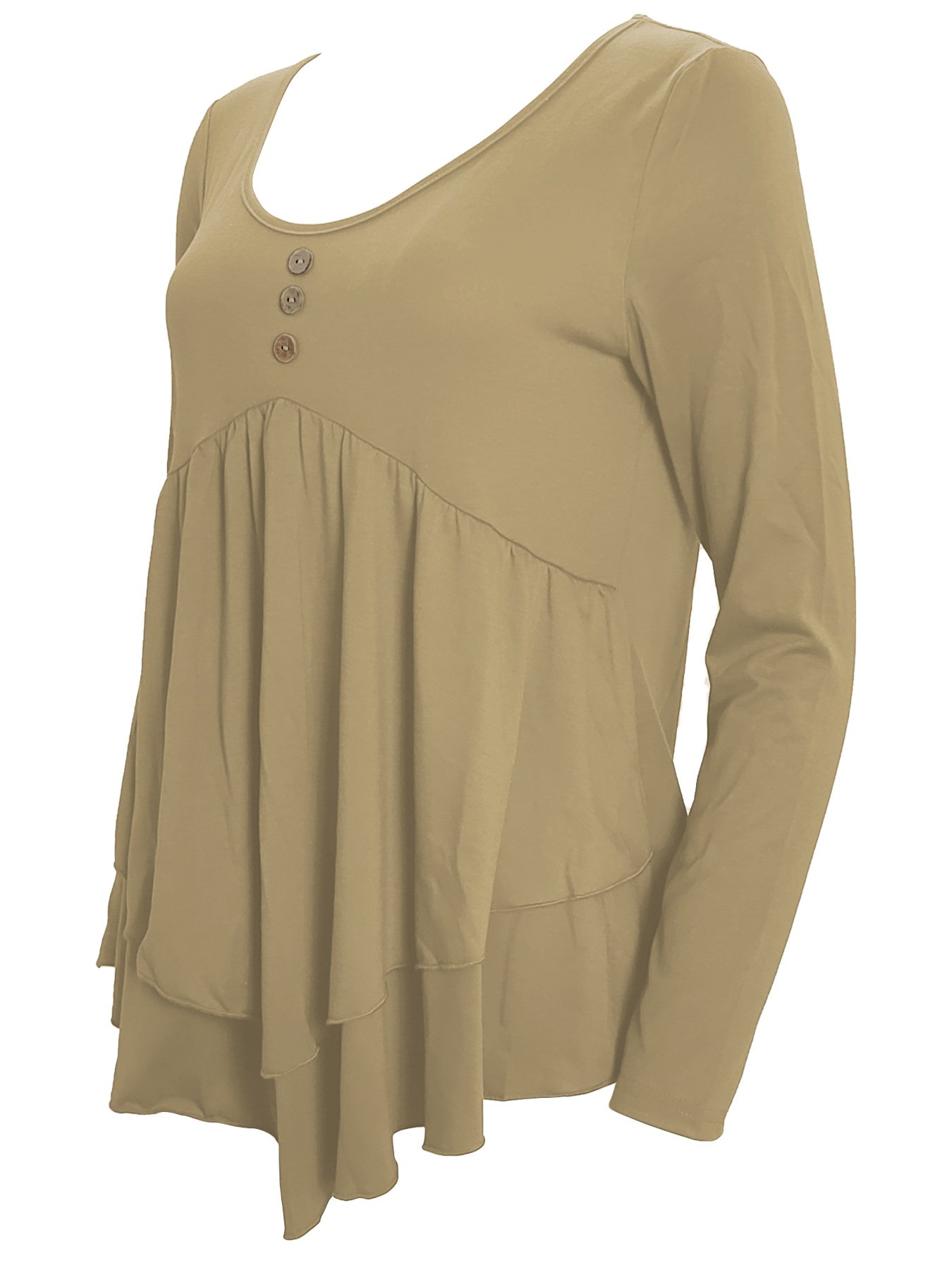 Elegant Commuting Slim Fit Three-Button Casual Solid Color Long-Sleeved Dress Top