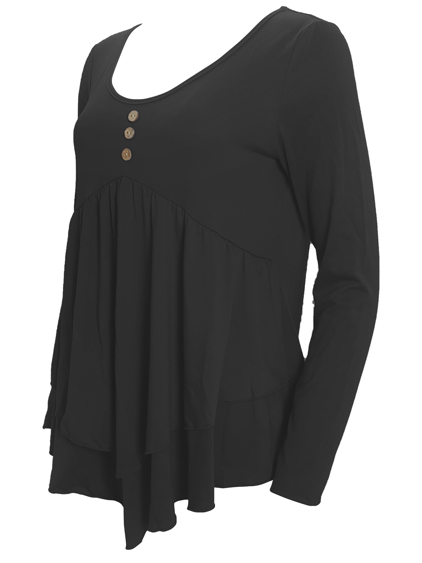 Elegant Commuting Slim Fit Three-Button Casual Solid Color Long-Sleeved Dress Top