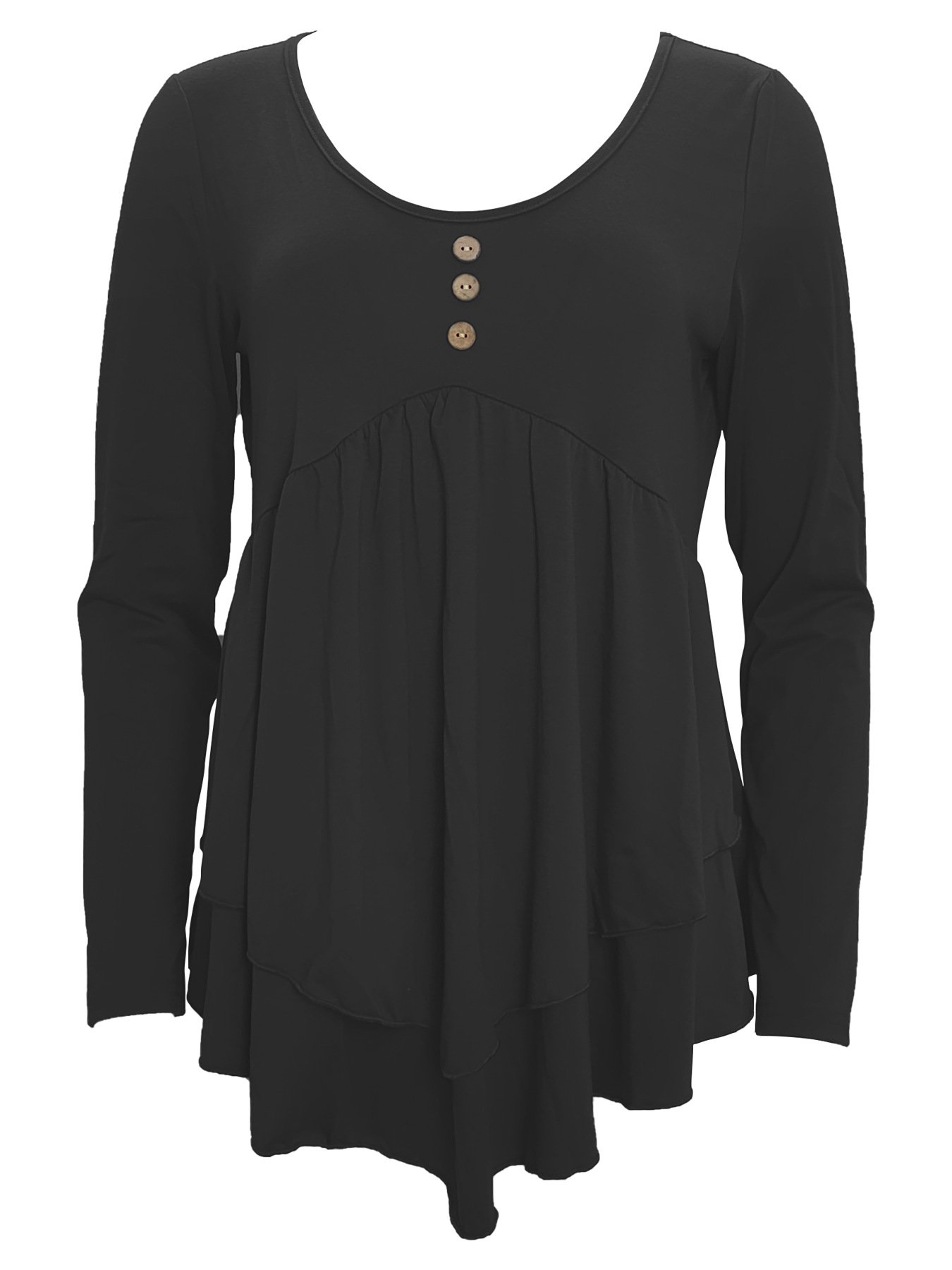 Elegant Commuting Slim Fit Three-Button Casual Solid Color Long-Sleeved Dress Top