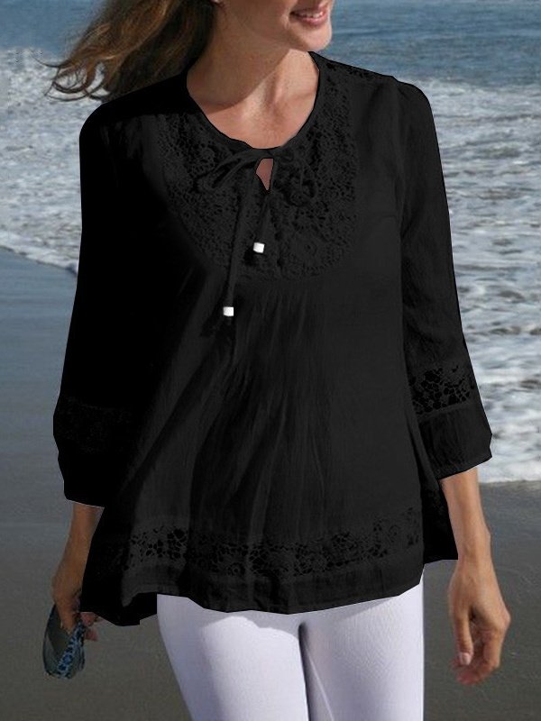 Women's Long Sleeve T-shirt Spring/Fall White Plain Jacquard Cotton Crew Neck Daily Going Out Casual Top