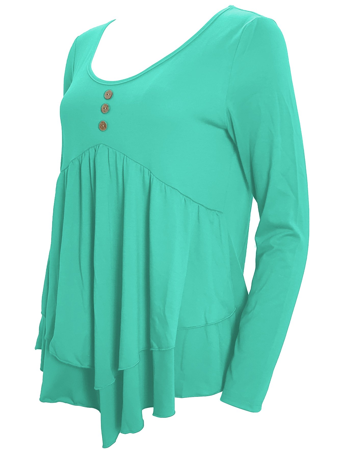 Elegant Commuting Slim Fit Three-Button Casual Solid Color Long-Sleeved Dress Top