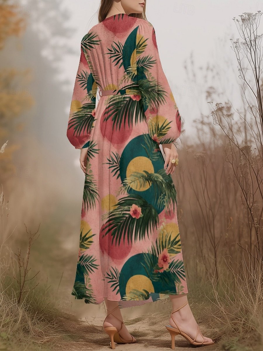 Puff Sleeve Snakeskin Regular Fit Street Dress