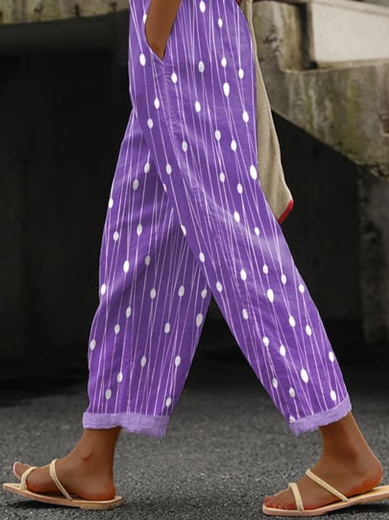 Women's  H-Line Baggy Pants Daily Going Out Pants Purple Casual Printing Striped Spring/Fall Pants