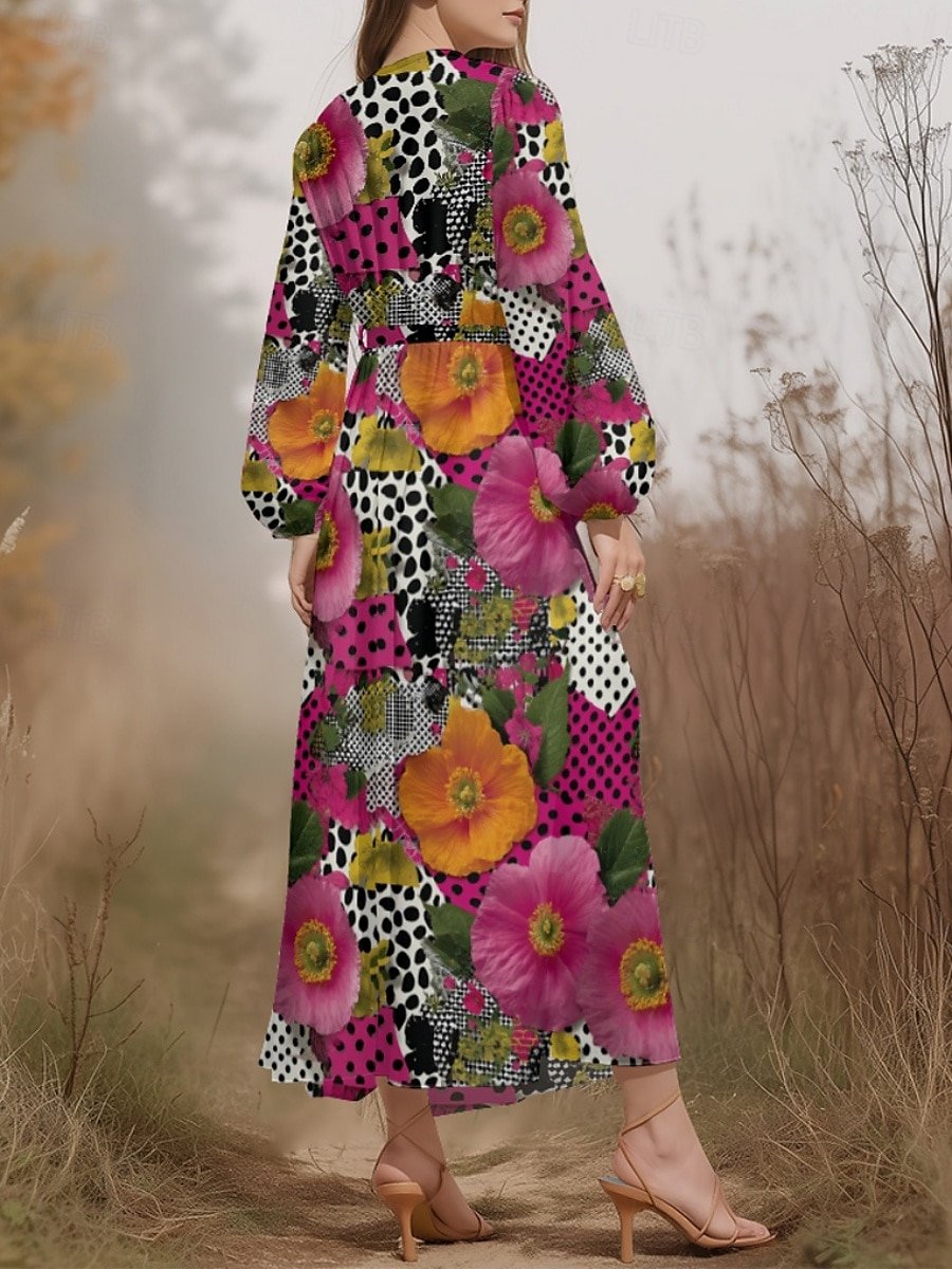 Puff Sleeve Snakeskin Regular Fit Street Dress
