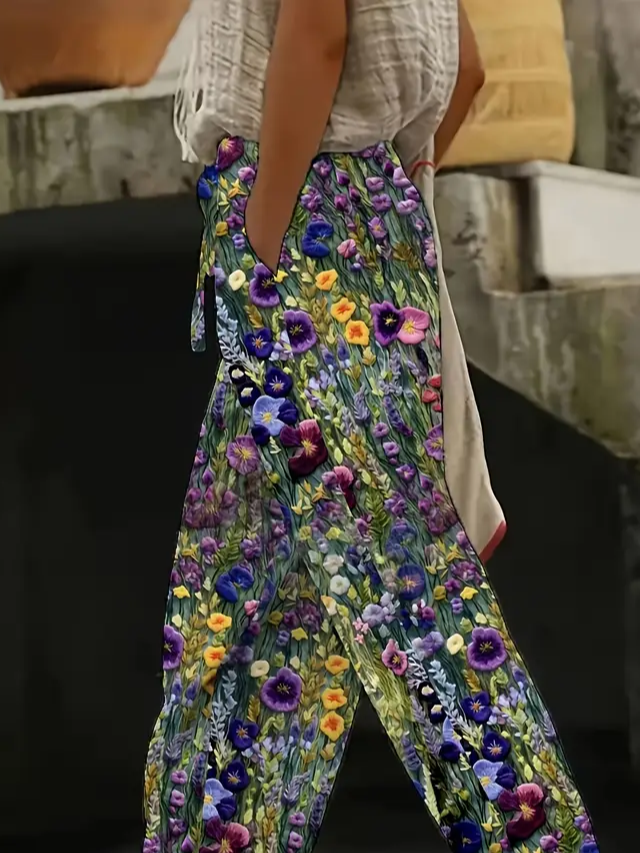 Women's  H-Line Baggy Pants Daily Going Out Pants As Picture Casual Printing Floral Spring/Fall Pants