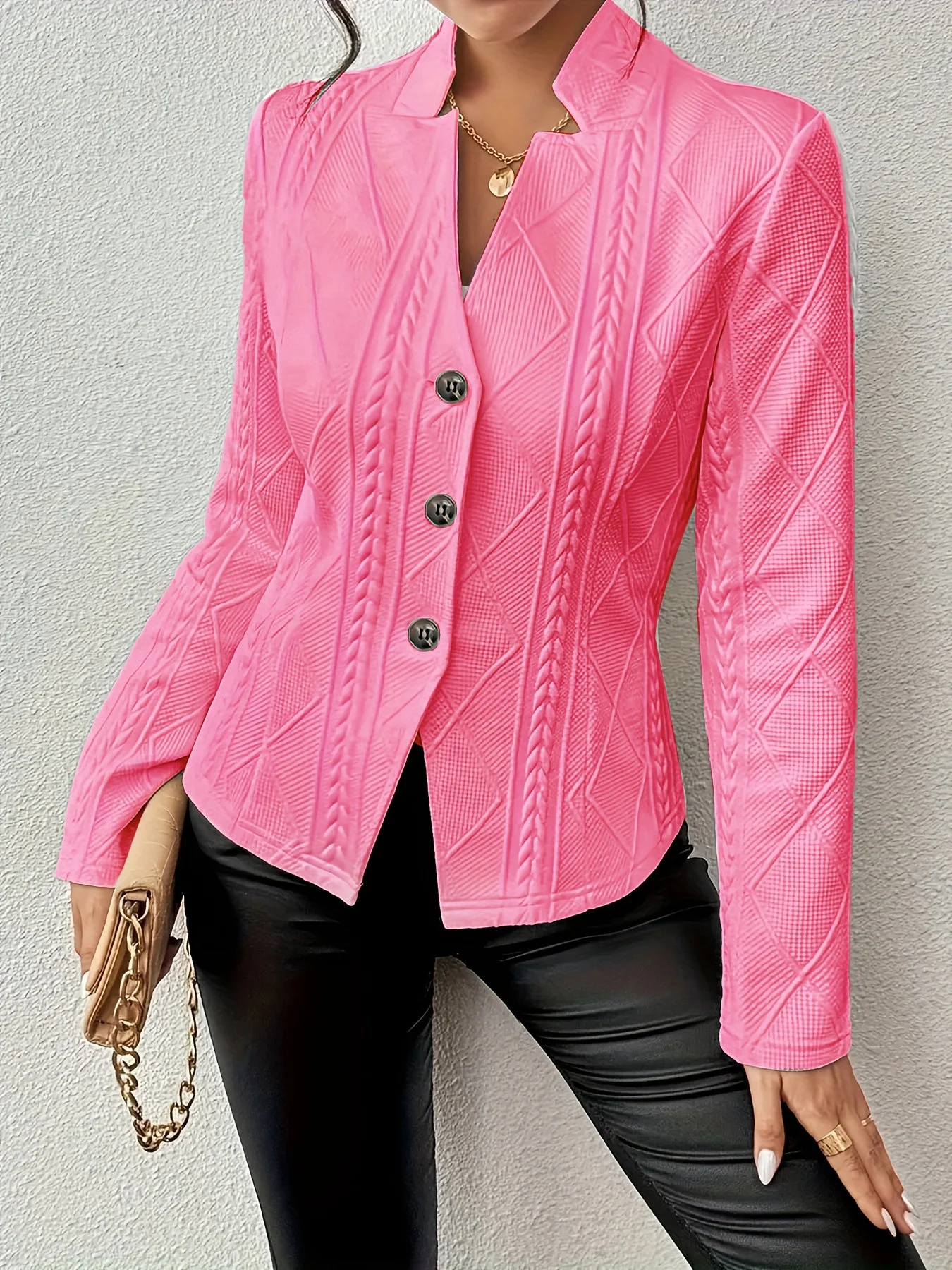 Geometric Dressy Buckle Regular Fit Blazer