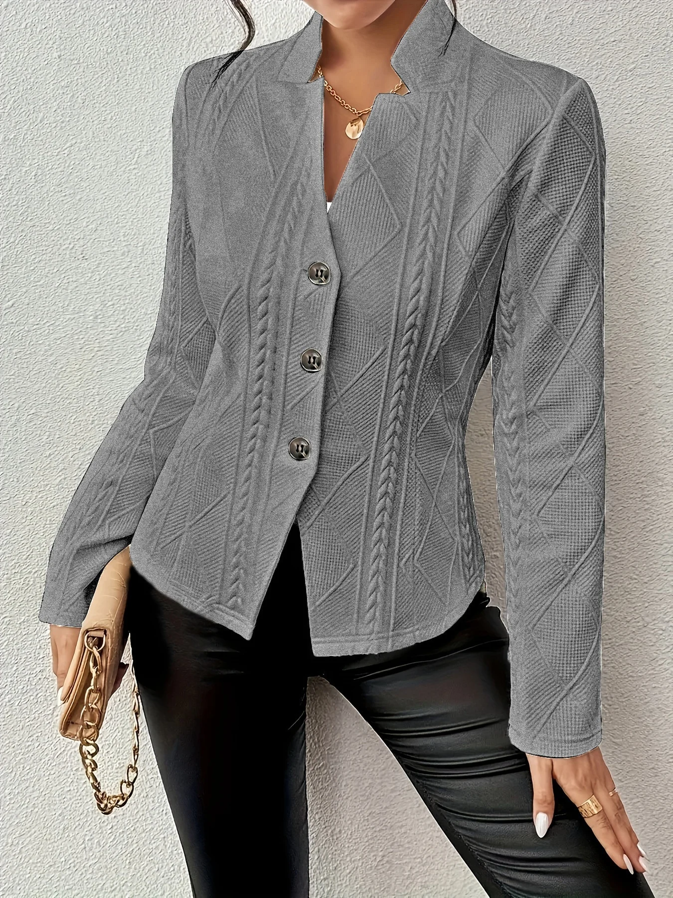 Geometric Dressy Buckle Regular Fit Blazer