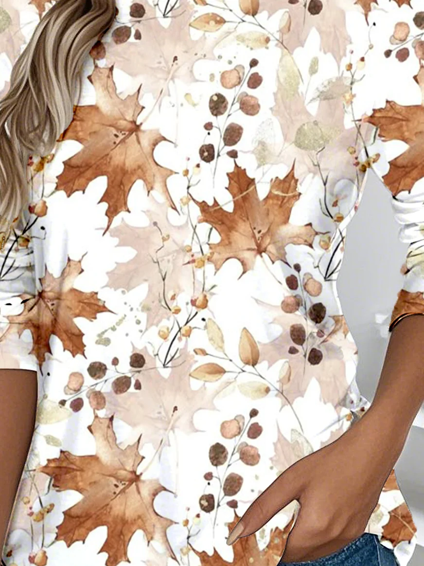 Casual Long Sleeve Round Neck T-Shirt
