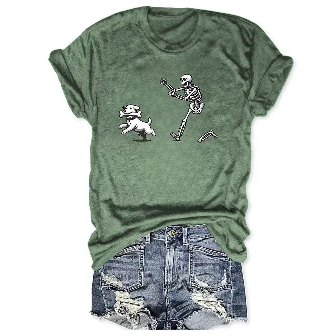 Women's Halloween Dog Funny Short Sleeve T-Shirt