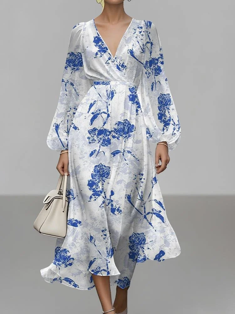 Floral Semi Formal Regular Fit Puff Sleeve Dress