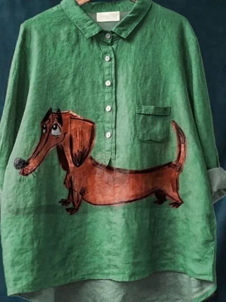 Women's Long Sleeve Shirt Spring/Fall Color1 Floral Split Joint Shawl Collar Daily Going Out Casual Top