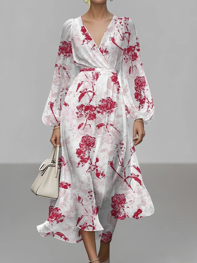 Floral Semi Formal Regular Fit Puff Sleeve Dress