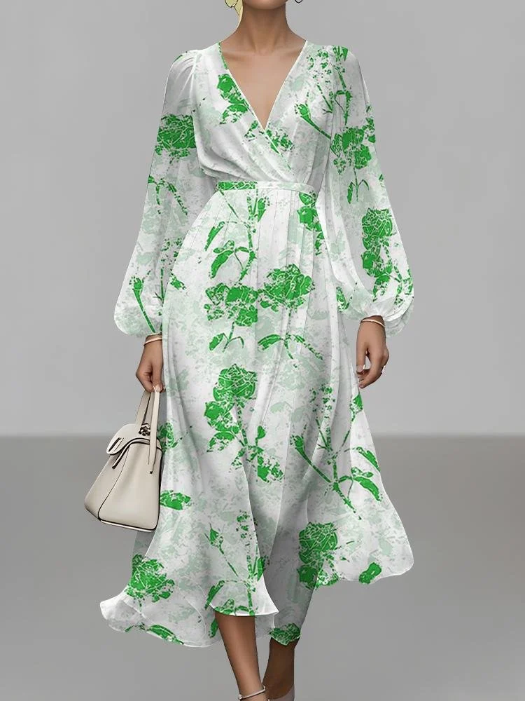 Floral Semi Formal Regular Fit Puff Sleeve Dress