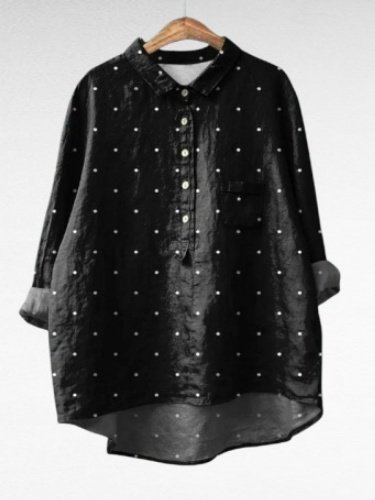 Women's Long Sleeve Shirt Spring/Fall Color1 Floral Split Joint Shawl Collar Daily Going Out Casual Top