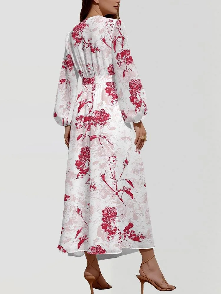 Floral Semi Formal Regular Fit Puff Sleeve Dress