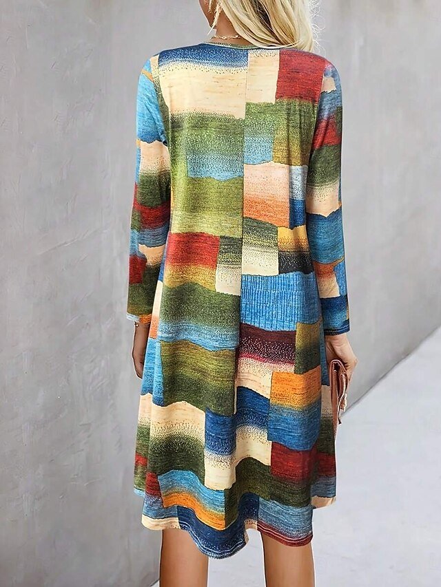 Geometric Casual Dress With No