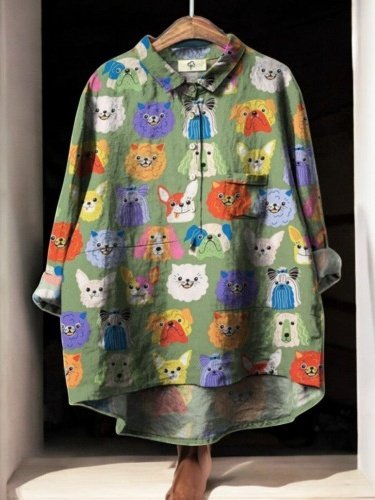 Women's Long Sleeve Shirt Spring/Fall Color1 Floral Split Joint Shawl Collar Daily Going Out Casual Top