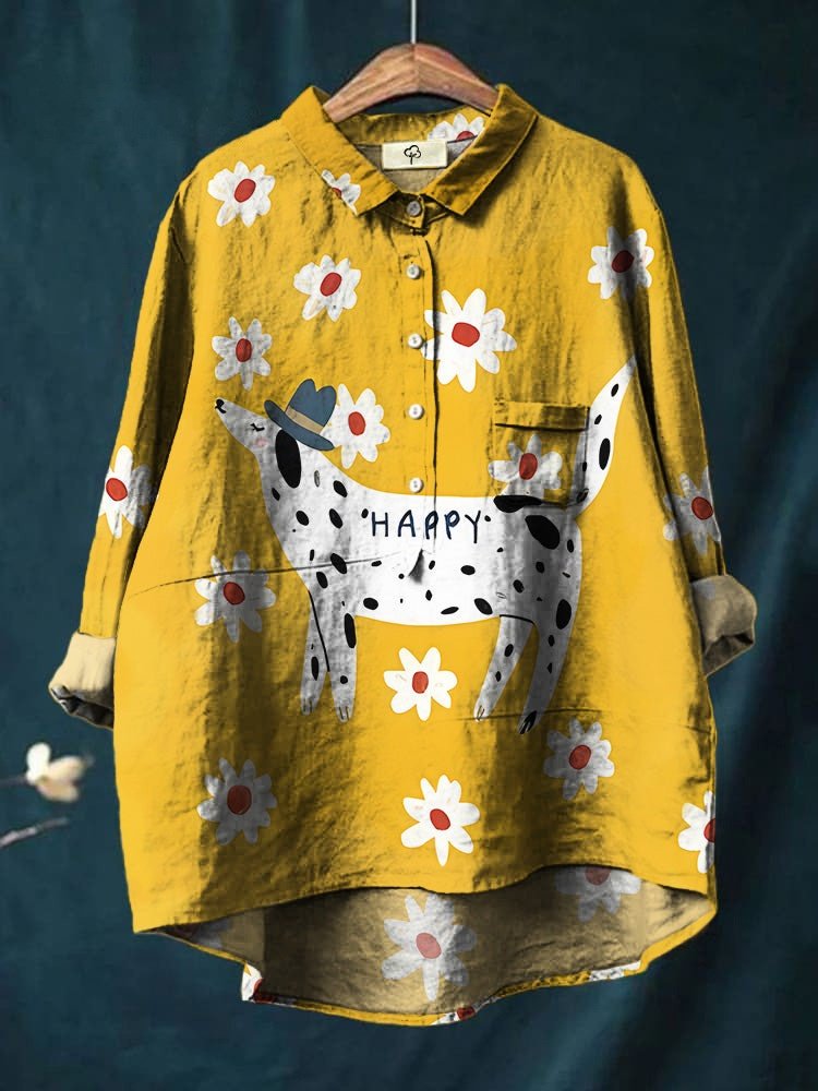 Women's Long Sleeve Shirt Spring/Fall Color1 Floral Split Joint Shawl Collar Daily Going Out Casual Top