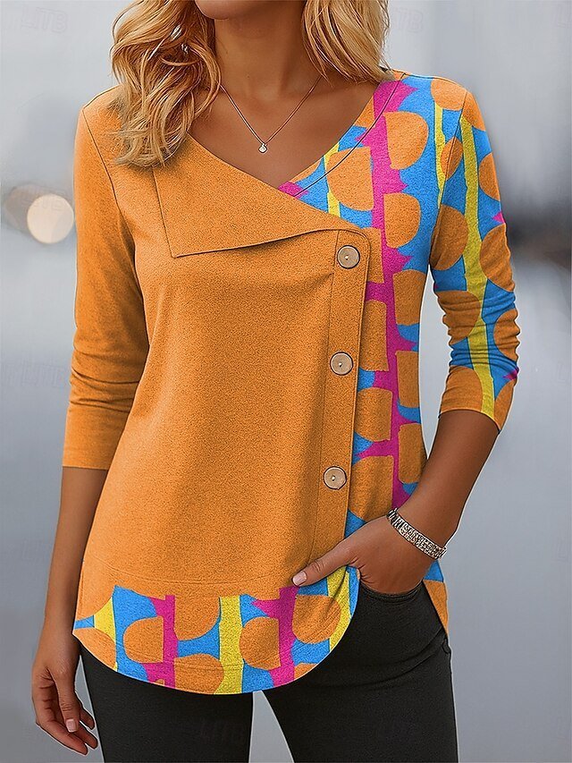 Regular Fit V Neck Cotton Casual T-Shirt