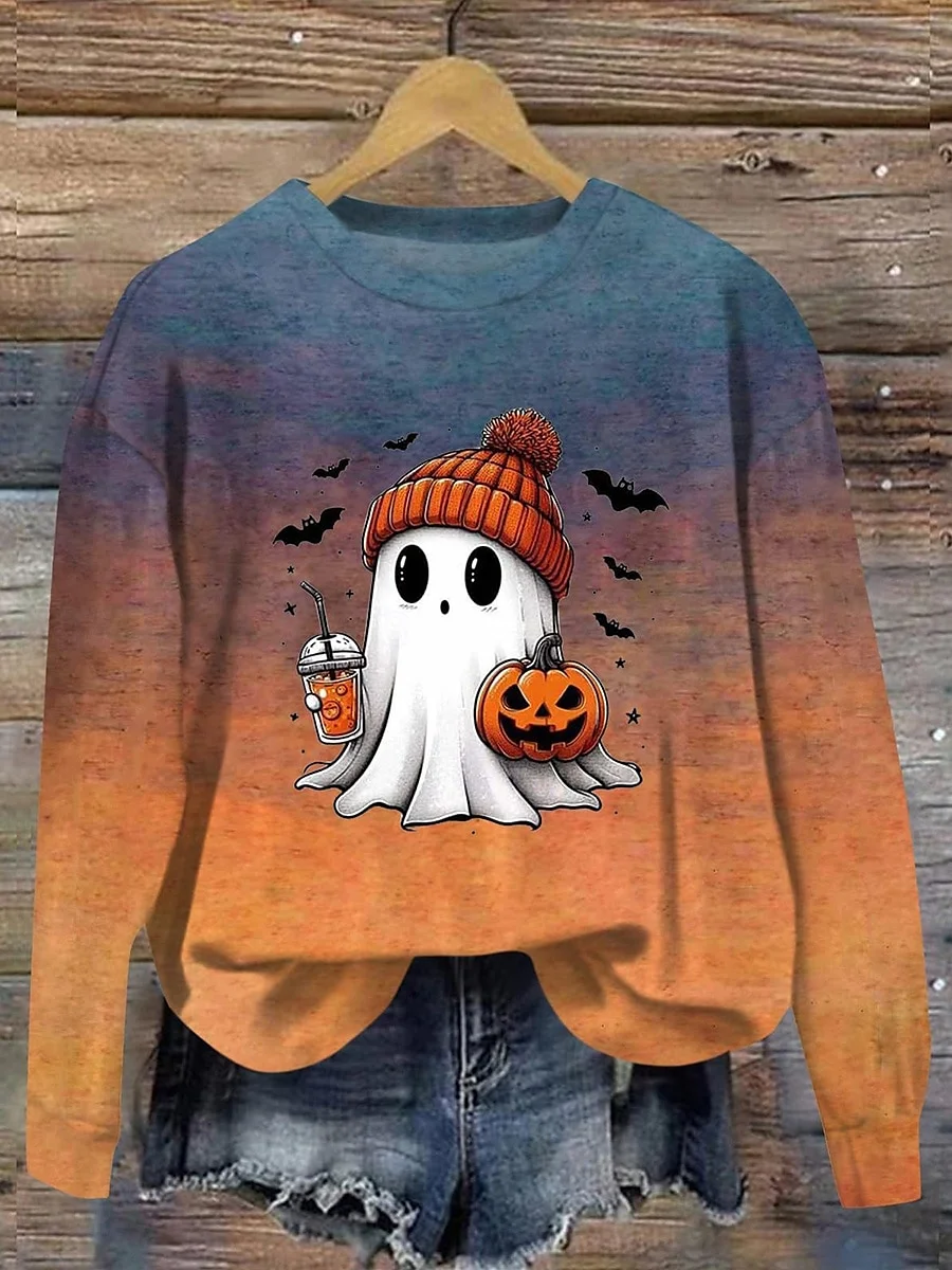 Halloween Round Neck Long Sleeve Casual Sweatshirt