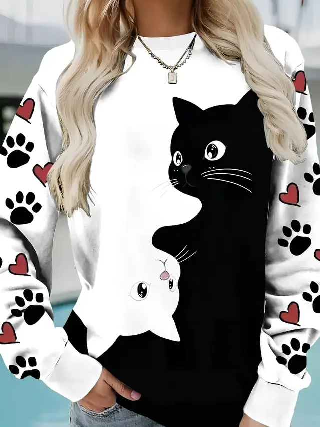 Regular Tops Daily Animal Print Autumn and Winter Long Sleeve Sweater