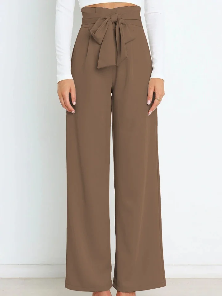 Women's  Elastic Waist H-Line Wide Leg Pants Daily Going Out Pants White Casual Split Joint Plain Spring/Fall Pants