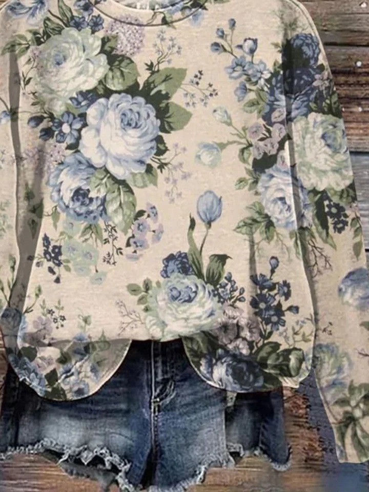 Casual Printing Floral Sweatshirt