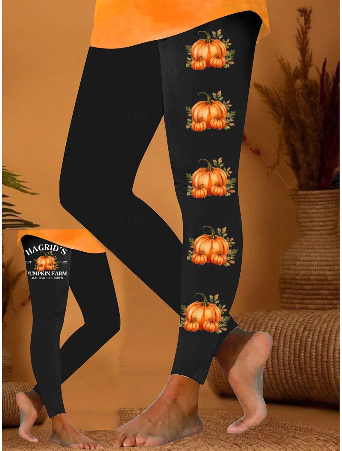 Halloween Women's Casual Slim Fit Leggings Pumpkin Pattern