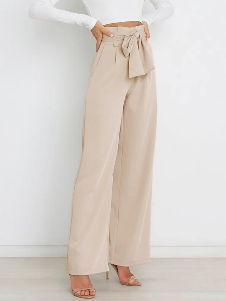 Women's  Elastic Waist H-Line Wide Leg Pants Daily Going Out Pants White Casual Split Joint Plain Spring/Fall Pants