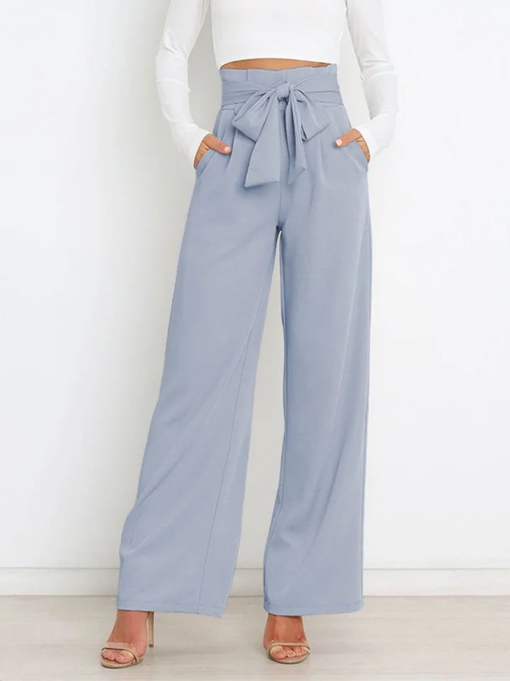 Women's  Elastic Waist H-Line Wide Leg Pants Daily Going Out Pants White Casual Split Joint Plain Spring/Fall Pants
