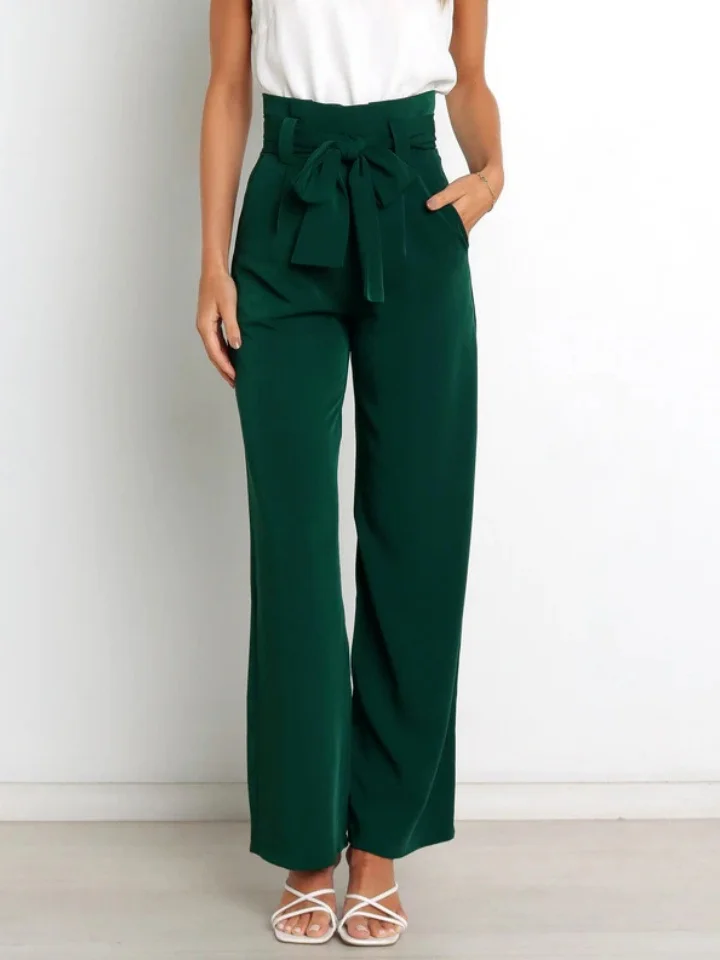 Women's  Elastic Waist H-Line Wide Leg Pants Daily Going Out Pants White Casual Split Joint Plain Spring/Fall Pants